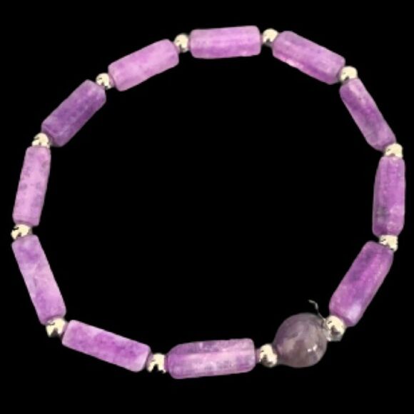 Men’s Amethyst Natural Stone Purple Healing Boho Stretch Meditation Bracelet NEW - Picture 9 of 9